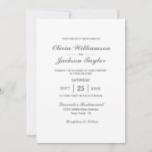 Elegant Simple Gray White Wedding Einladung (Vorderseite)