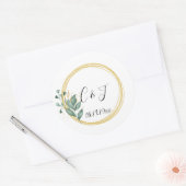 Elegant Simple Green Eucalyptus Wedding Runder Aufkleber (Umschlag)