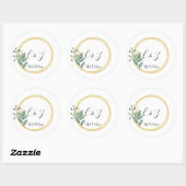 Elegant Simple Green Eucalyptus Wedding Runder Aufkleber (Blatt)
