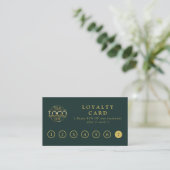 Elegant Simple Green & Gold Customer Rewards Treuekarte (Stehend Vorderseite)