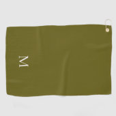 Elegant Simple Green White Monogram Golfhandtuch (Horizontal)