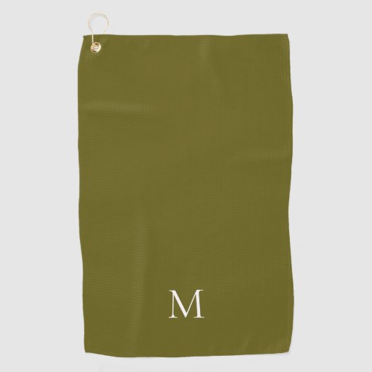 Elegant Simple Green White Monogram Golfhandtuch (Vorderseite)