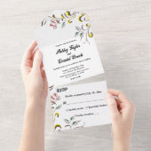 Elegant Simple Greenerity Rose Boho Floral Wedding All In One Einladung (Abreißen)