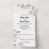 Elegant Simple Greenerity Rose Boho Floral Wedding All In One Einladung (Innen Boden)