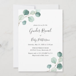 Elegant Simple Greenery Eucalyptus Gender Reveal Einladung