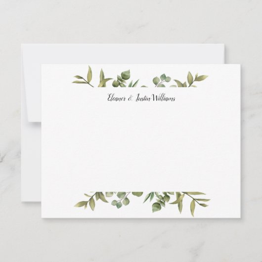 Elegant Simple Greenery Personalisiert Mitteilungskarte (Vorderseite)