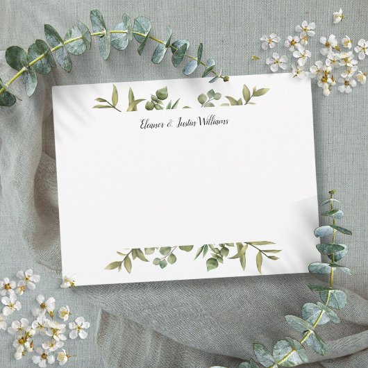 Elegant Simple Greenery Personalisiert Mitteilungskarte