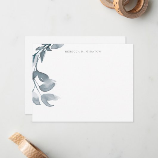 Elegant Simple Greenery Personalisiert Stationery Mitteilungskarte (Vorderseite/Rückseite Beispiel)
