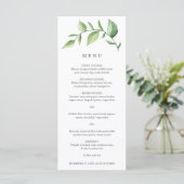 Elegant Simple Greenery Rustic Wedding Menükarte (Stehend Vorderseite)