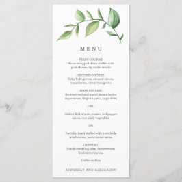 Elegant Simple Greenery Rustic Wedding Menükarte