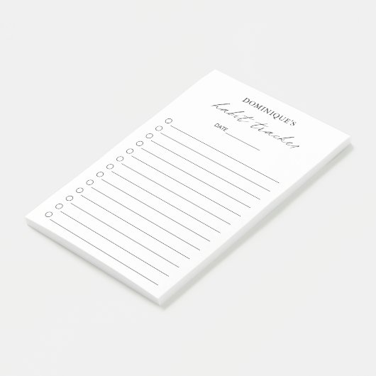 Elegant Simple Habit Tracker Modern Post-it Klebezettel (angewinkelt)