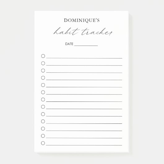 Elegant Simple Habit Tracker Modern Post-it Klebezettel (Vorderseite)