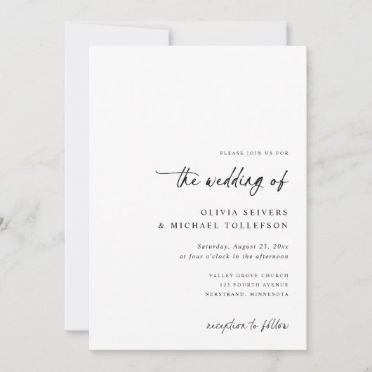 Elegant Simple Handwriting All in One Wedding Einladung (Vorderseite)