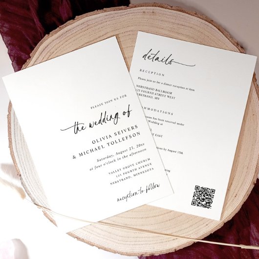 Elegant Simple Handwriting All in One Wedding Einladung