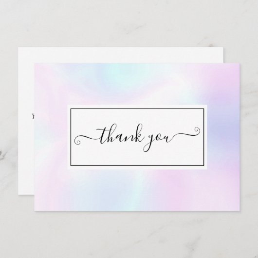 Elegant Simple Holographic Script Dankeskarte (Vorne/Hinten)