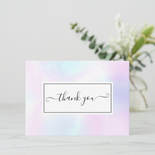 Elegant Simple Holographic Script Dankeskarte (Stehend Vorderseite)