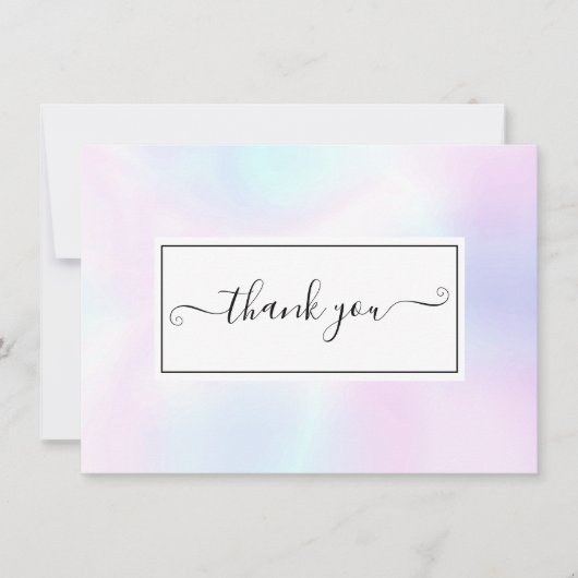 Elegant Simple Holographic Script Dankeskarte (Vorderseite)