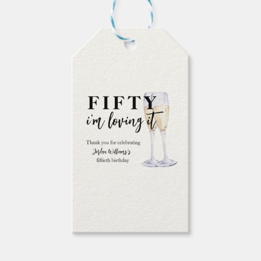 Elegant Simple I'm Loving It 50th Birthday Geschenkanhänger (Vorderseite)