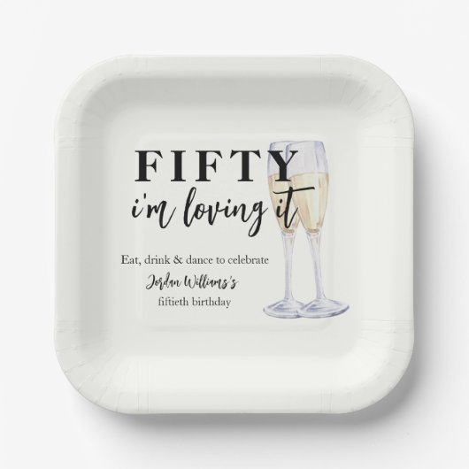 Elegant Simple I'm Loving It 50th Birthday Pappteller (Vorderseite)