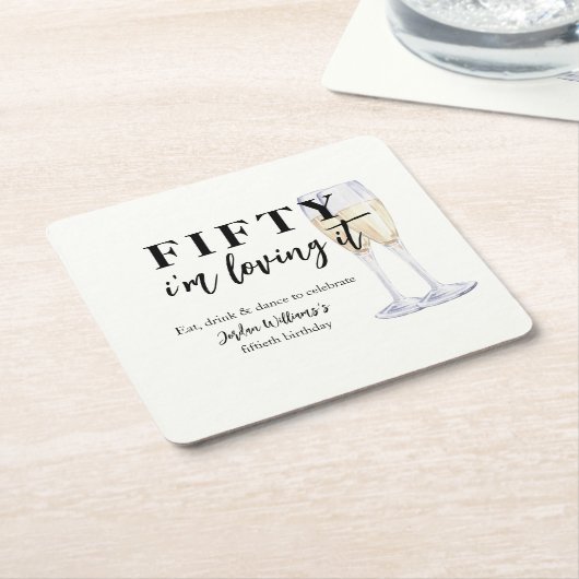 Elegant Simple I'm Loving It 50th Birthday Rechteckiger Pappuntersetzer (angewinkelt)