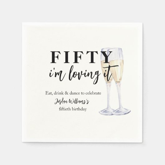 Elegant Simple I'm Loving It 50th Birthday Serviette (Vorderseite)