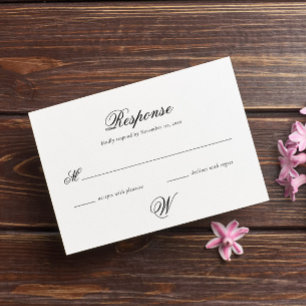 Elegant Simple Initial Wedding RSVP Card Karte
