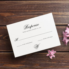 Elegant Simple Initial Wedding RSVP Card Karte