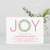 Elegant Simple Joy Wreath Christmas Party Einladung (Stehend Vorderseite)