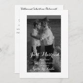 Elegant Simple Just Married Annoucement Einladung (Vorne/Hinten)