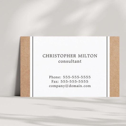 Elegant Simple Kraft Paper & White Consultant Visitenkarte