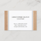 Elegant Simple Kraft Paper & White Consultant Visitenkarte (Vorderseite)