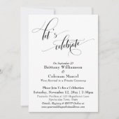 Elegant Simple Let's Celebrate Black and White Inv Einladung (Vorderseite)