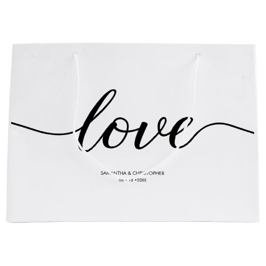 Elegant Simple Liebe Script Wedding benutzerdefini Große Geschenktüte (Vorderseite)