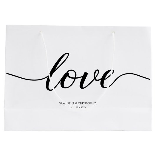 Elegant Simple Liebe Script Wedding benutzerdefini Große Geschenktüte (Rückseite)