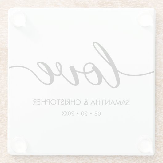 Elegant Simple Liebe Script Wedding custom Gevor Glasuntersetzer (Rückseite)