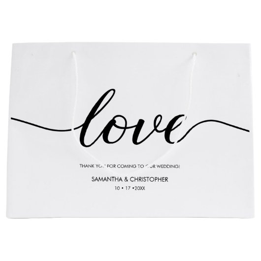 Elegant Simple Liebe Script Wedding custom Große Geschenktüte (Vorderseite)
