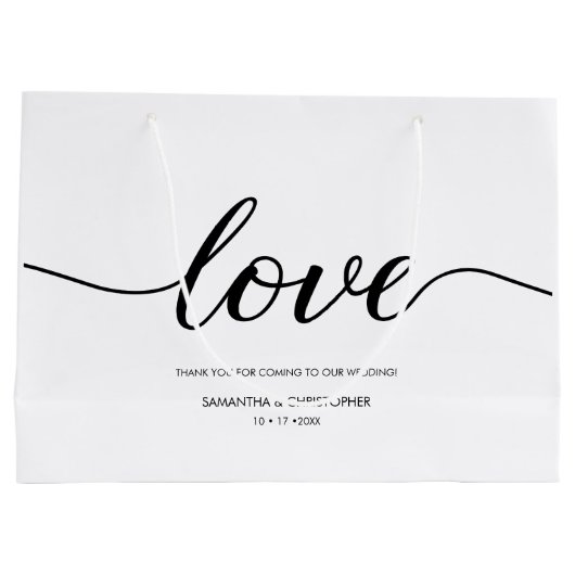 Elegant Simple Liebe Script Wedding custom Große Geschenktüte (Rückseite)