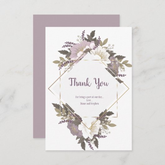 Elegant & Simple Lilac Blume Danke Karte (Vorne/Hinten)