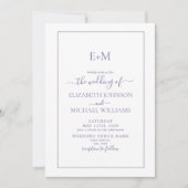 Elegant Simple Lilac Formal Monogram Wedding Einladung (Vorderseite)