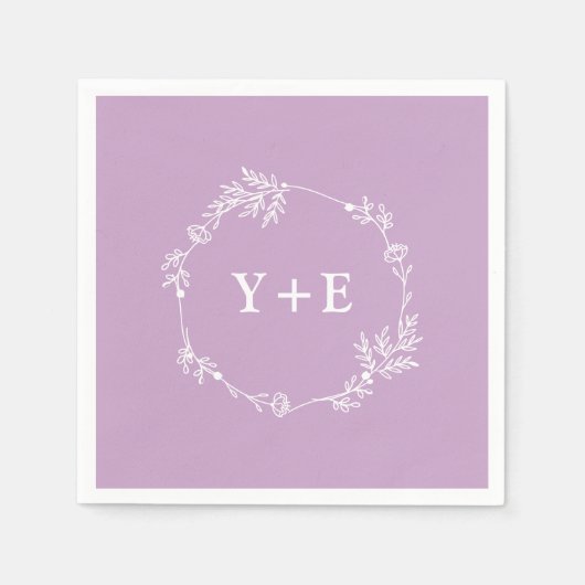 Elegant Simple Lilac Lila Mit Monogramm Hochzeit Serviette (Vorderseite)