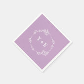 Elegant Simple Lilac Lila Mit Monogramm Hochzeit Serviette (Ecke)