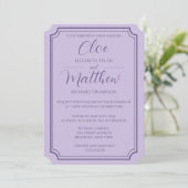 Elegant Simple Lilac Script Wdding Einladung (Stehend Vorderseite)