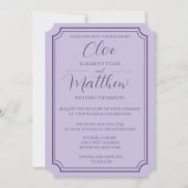 Elegant Simple Lilac Script Wdding Einladung (Vorderseite)