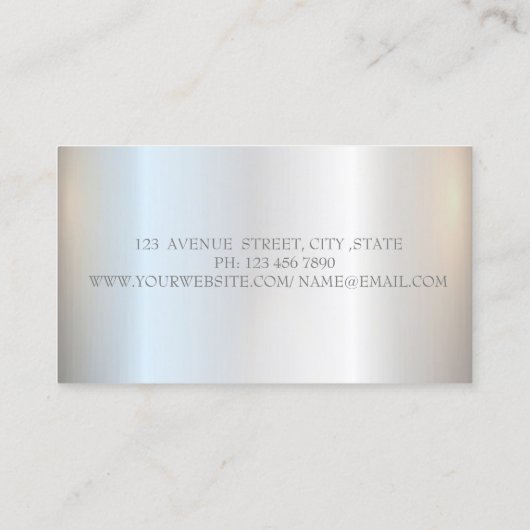 Elegant Simple Lotus Silver Metallic Visitenkarte (Rückseite)