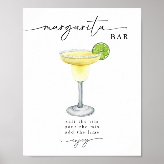 Elegant Simple Margarita Bar Sign Poster (Vorne)