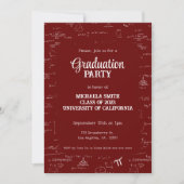 Elegant Simple Maroon Photo Math Graduation Einladung (Vorderseite)