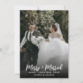 Elegant Simple Merry And Married Newlyweds Photo Feiertagskarte (Vorderseite)