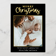 Elegant Simple Merry Christmas Family Foto Trendy