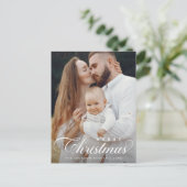 Elegant Simple Merry Christmas Foto Script Postkarte (Stehend Vorderseite)