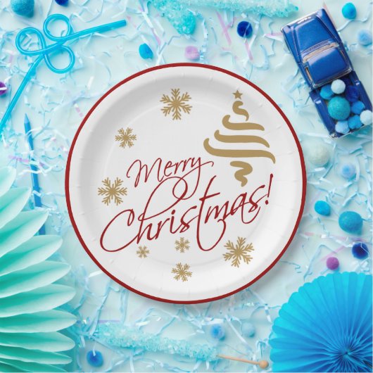 Elegant Simple Merry Christmas Wish Wordart Pappteller (Party)